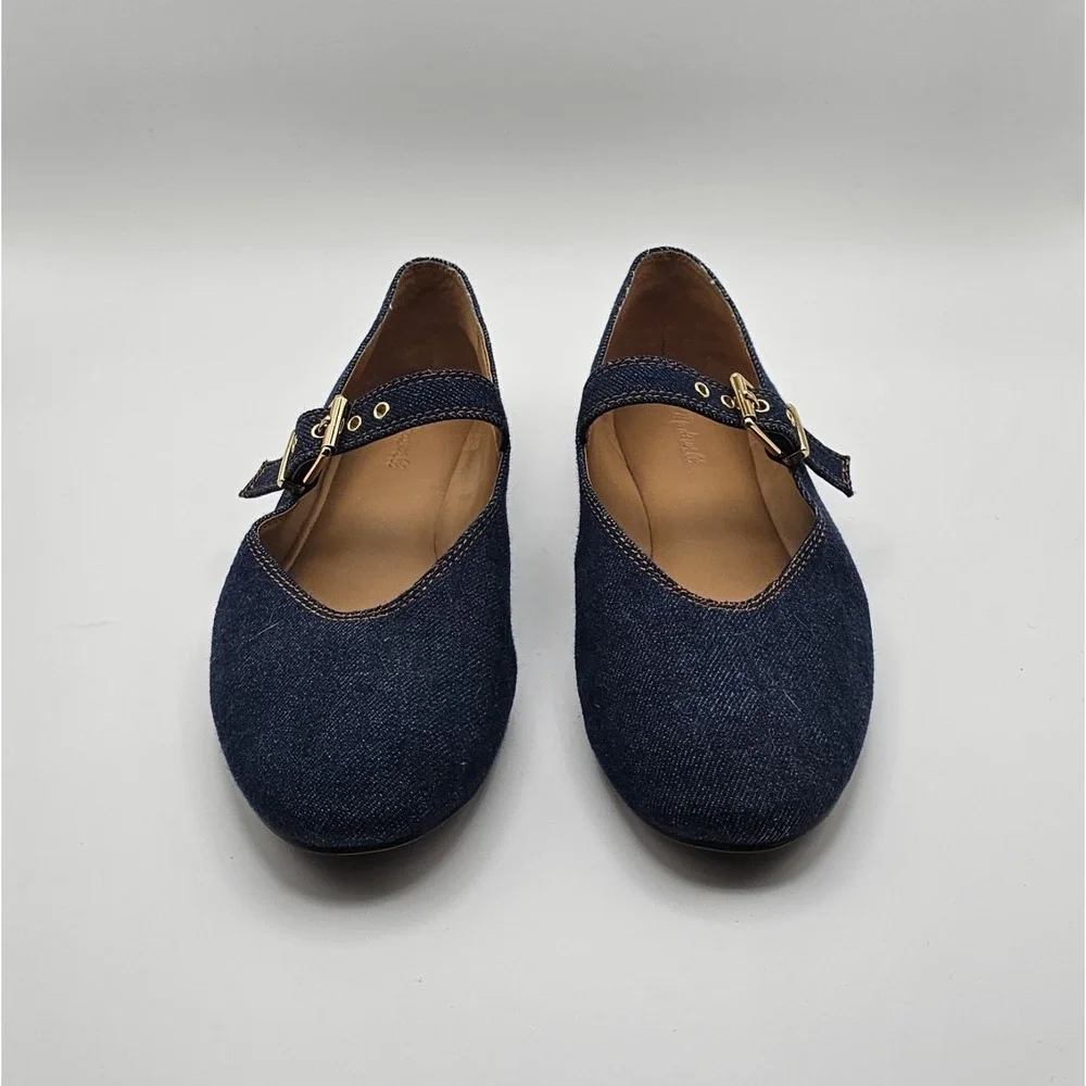 Madewell The Remy Mary Jane Flat  Dark Denim Blue Size 8.5 Shoes Ballet